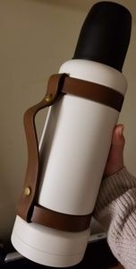 Portable Beverage Mug with leather strap